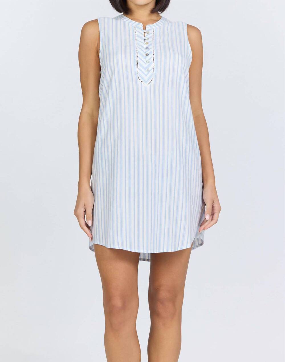 NEW DEAR JOHN DENIM risha stripe button front shirtdress in skyway